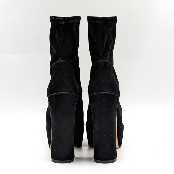 Stuart Weitzman Skyhigh Black Suede Sock Platform Sock Ankle Boots size 8.5 - Picture 4 of 11